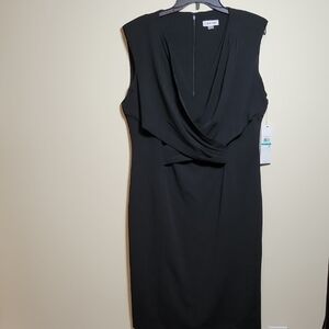 Calvin Klein Black Sheath Dress with Crossover Neck for Cocktail